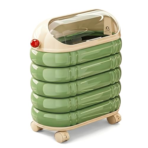 Image of evergoods Slim Trash Can with Lid Wheels Space Saving Garbage Bin for Home