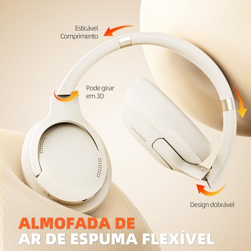 Basike Fone de Ouvido Bluetooth, ANC Cancelamento de Ruído Ativo Headphone Bluetooth 5.3+EDR, Som Su