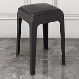 Riazdiw PP 樹脂製スクエアスタッキングスツール 28×28×46cm 積重ね収納 ダイニング・玄関・オフィス来客多目的プラスチック椅子 (28*28*46,ブラック)