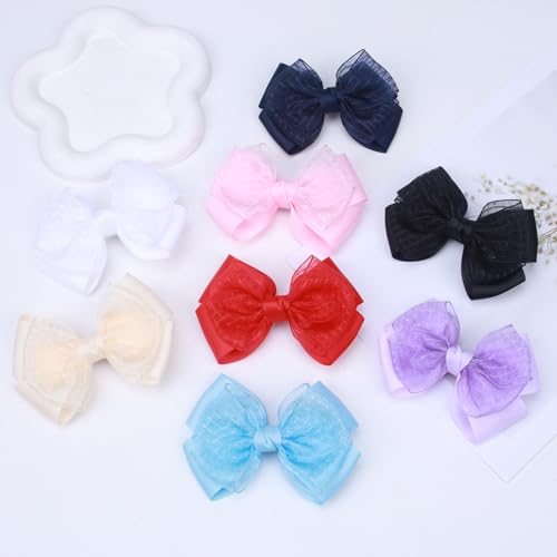 Pinzas de pelo con lazo de organza 4.5 pulgadas, set 2 negro miniatura 7