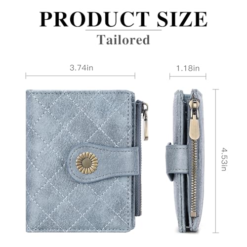 Image of FALAN MULE Small Wallet for Women Bifold RFID Blocking Leather Card Holder with Zipper Coin Pocket