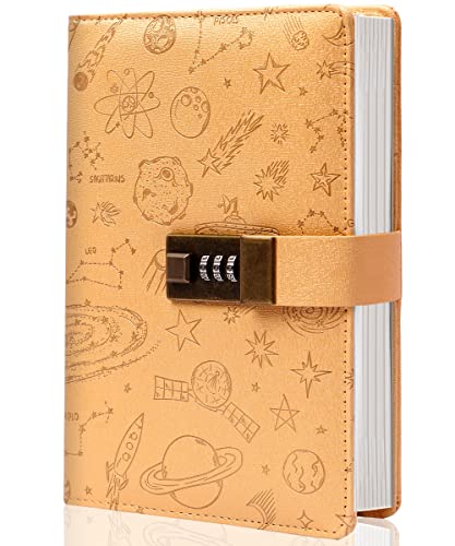 Yoment Lock Journal Leather Journal with Lock Girls Diary with Lock Combination Passwords Women Secret Diary with Pen Holder Refillable Locking Journal Notebook for Teens Adult 5.5 X 7.8 in, Sky Blue