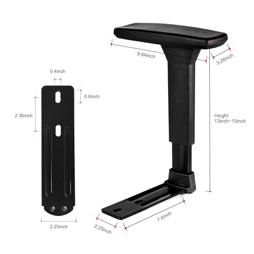 Frassie Height Adjustable Chair Armrest Pair, Gaming Boss Chair Arms Set Replacement,Black (3D) by Frassie - Image 2