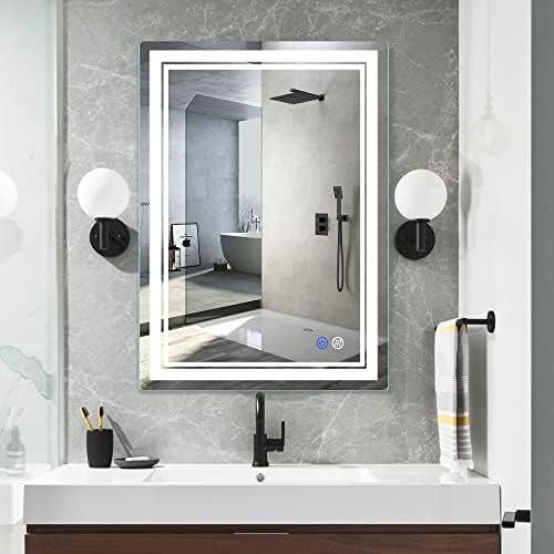 FITLAND 28″x 20″ LED Bathroom Mirror Vanity Mirror, Anti-Fog, Dimmable, Color Temperature Adjustable 3000-6000K, Switch-held Memory Led Wall Mirror Suitable for Bathroom, Vanity (Vertical/Horizontal)
