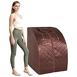ZONEMEL Portable Infrared Sauna, One Person at Home Full Body Sauna, Individual Home Spa Tent with Heating Foot Pad, Upgraded Sauna Chair (L 27.6’’ x W 31.5’’ x H 37.8’’, Brown)