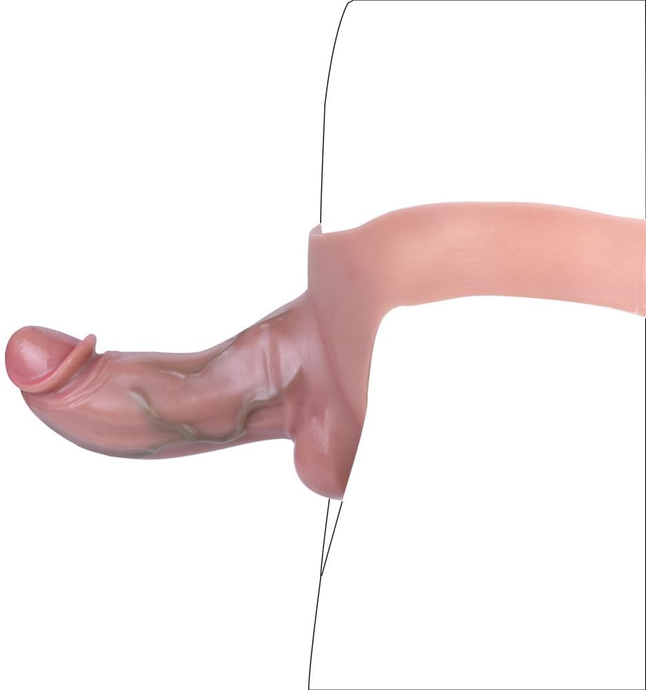 High Elasticity Soft Liquid Silicone Wearable Dildo, Lifelike Realistic Big Dildo Strap On Dildo with Internal Hollow, Dildo Panties Adult Game Tool for Men Couples