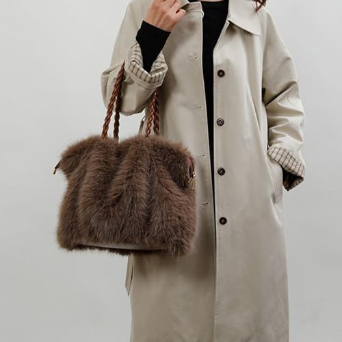 Bolso Tote de peluche grande con asa ajustable y piezas extraíbles 4