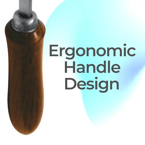 Image of 7 Inch Swiss Hoof Knife Double Edged - Stainless Steel Curved Blade Farrier Tool with Round Wooden Grip, Multipurpose Hoof Trimming Knife for Livestock. (Right Hand)