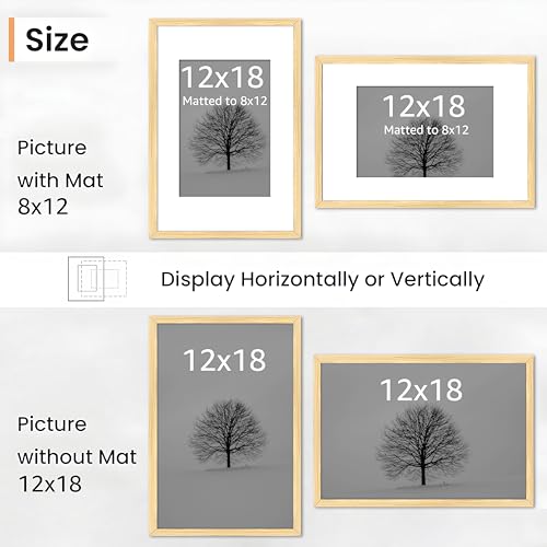 Image of Art Street Synthetic Document Large Size Wall Photo Frame, Set of 2 Big Frames For Wall Artwork, Certificates, Picture & Photographs Home Decor (12x18 Inch, Matted To: 8x12 Inch, Beige)