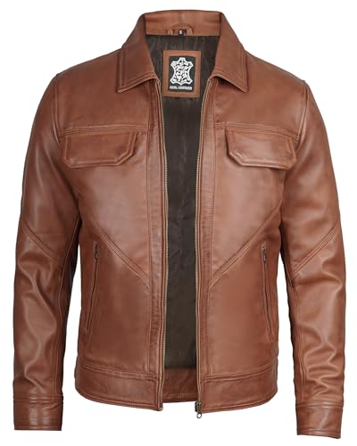 Image of Decrum Mens Leather Jacket - Real Lambskin Vintage Style Leather Jackets for Men