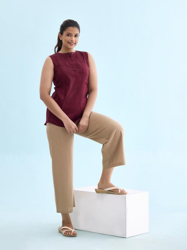 Image of GO COLORS Soft Viscose & Linen Blend Linen Palazzo Full Length for Women| Breathable, Mid Rise