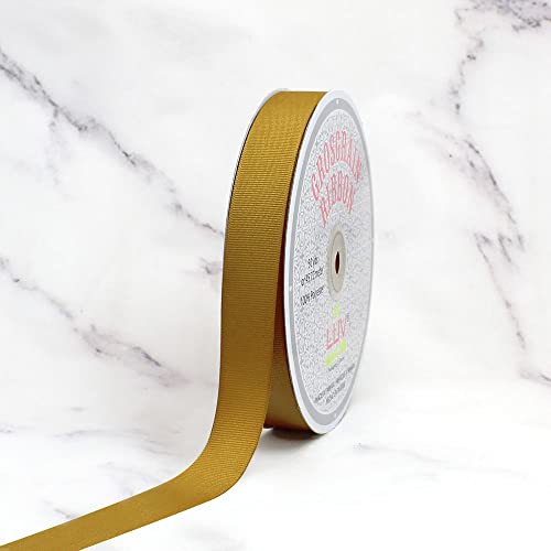 Creative Ideas 7/8-Inch Solid Grosgrain Ribbon, 50-Yard, Antique Gold