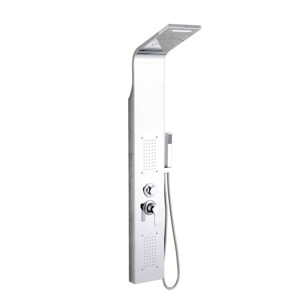 Douche de Pluie en Acier Inoxydable, Panneau de Douche, Douche de tête + Douche à Main + Colonne de Douche