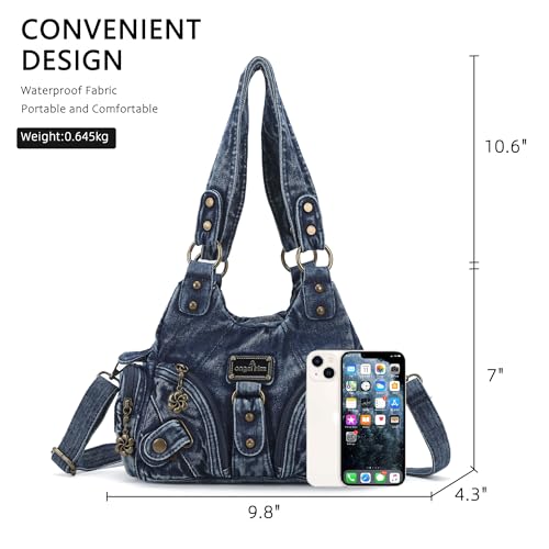 Image of Angel Kiss Purses for Women Small Hobo Shoulder Bags Vagen Leather Multi-Pocket Tote Bag with Zipper
