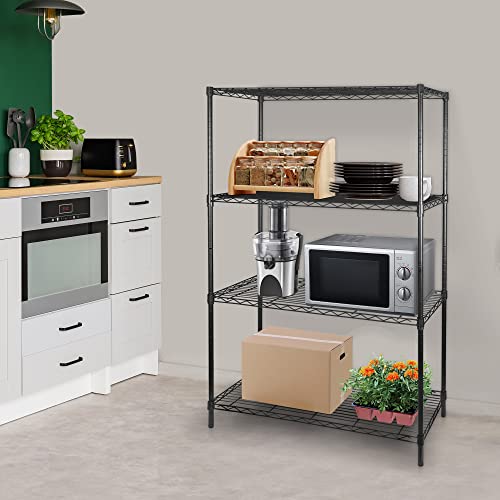Super Deal Black 4-Shelf Heavy Duty Storage Wire Shelving Unit For Restaurant Garage Pantry Kitchen Garage Rack (36L X 14W X 54H) #TOP1