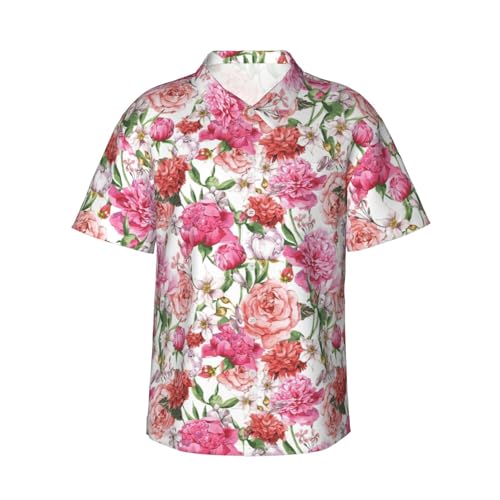 Chemise hawaïenne homme haut de gamme avec son imprimé pivoine raffiné