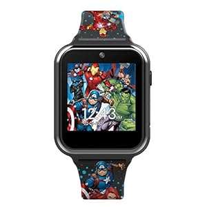 Accutime Kids Marvel Avengers Black Educational Touchscreen Smart Watch Toy for Girls, Boys, Toddlers – Selfie Cam…