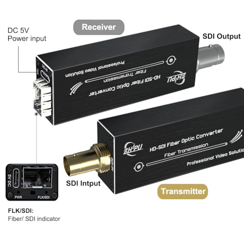 Image of HD-SDI to Fiber Converter, Uncompressed Optical Extender Kit for Security Camera CCTV Video, Support 1080P Over Single-Mode SMF up to 20km, Mini Design with Type-C Power, a Pair