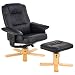 Produktbild IDIMEX Relaxsessel Charly mit Hocker, schöner Drehsessel mit Lederimitat in schwarz, praktischer Polstersessel mit Seitentasche