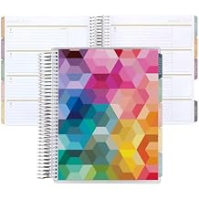 Erin Condren 12-Month Spiral Life Planner Jul 2025 - Jun 2026, 7x9 Weekly and Monthly Planner Calendar, 80 Lb. Text Weight Paper, Hexagon Covers, Bouquet Theme, Horizontal Layout, Platinum Coil
