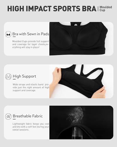 Image of RUNNING GIRL Sports Bras for Women High Support,Racerback High Impact Sports Bra Moulded Cup Workout Bra Push up