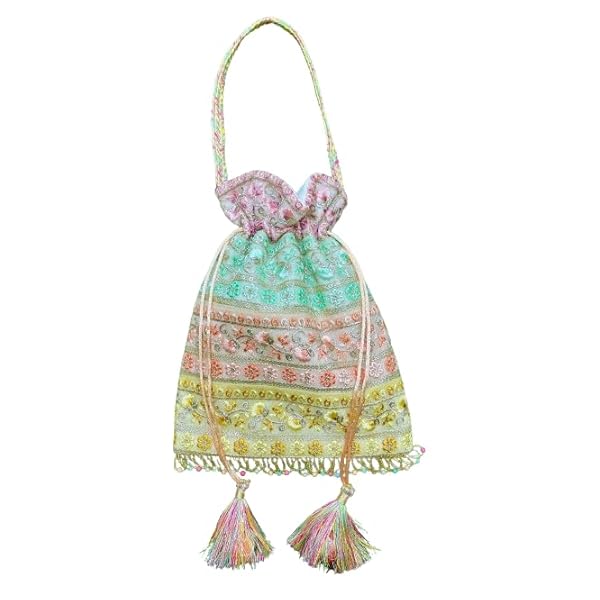Elegant Potli Bag – Traditional Silk Pouch with Drawstring Closure Multicolor