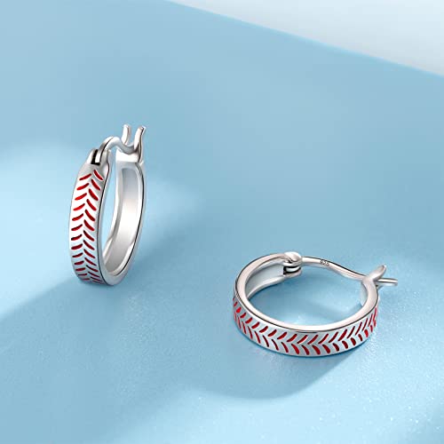 Baseball Earrings 925 Sterling Silver Sport Lover Jewelry Baseball Hoop Earrings Gifts for Women2