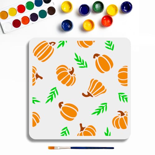 MAYJOYDIY Pumpkins with Leaves Painting Template 30x30cm Reusable Stencil Crop Plant PET Hollowing Drawing Farm Style Templates for Craft on Window Wood Wall Home Decor DIY Canvas