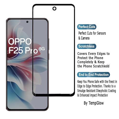 Image of Screen Protector for Oppo F25 Pro 5G (Black) Tempered Glass Edge-to-Edge 6D Screen Guard With Installation Kit