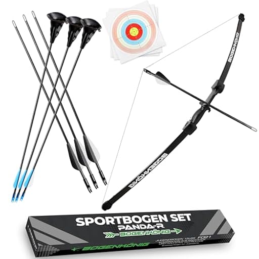 Bogenkönig Arco y flecha para niños para principiantes, arco deportivo con 6 flechas (3 flechas negras con punta de metal y 3 flechas azules con ventosa), 6 papeles de destino. Ideal para niños y | Ya disponible en tu tienda friki favorita! En mundofriki.es!