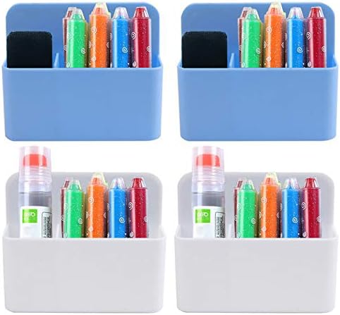 Jucoan 4 Pack Whiteboard Marker Holder, Magnetic Dry Erase Marker Holder with Removable Slots Pen, Pencil Storage Organizer for School, Office, Refrigerator, Locker and Metal Cabinets