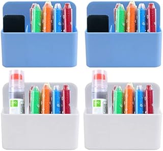 Jucoan 4 Pack Whiteboard Marker Holder, Magnetic Dry Erase Marker Holder with Removable Slots Pen, Pencil Storage Organizer for School, Office, Refrigerator, Locker and Metal Cabinets