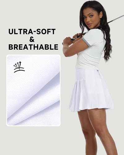Tivifox White Pleated Skirt with Shorts Uniform Skirts for Girls Homecoming Skorts High Waisted Golf Outfit Size 10 — view 4