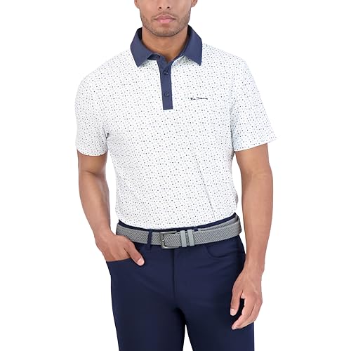 Ben Sherman Polo de Manga Corta para Hombre con diseño de Lunares, Blanco Nublado, M