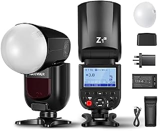NEEWER Z1-C TTL Round Head Flash Speedlite for Canon with Magnetic Dome Diffuser, 76Ws 2.4G 1/8000s HSS Speedlight, 10 Levels LED Modeling Lamp, 2600mAh Battery, 480 Full Power Shots, 1.5s Recycling