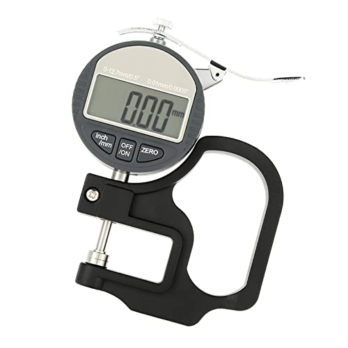Digital Thickness Gauge, Measuring Range 0-12.7mm, Accuracy 0.01mm, Display LCD, Digital Thickness Gauge for Leather, Paper, Fabric, Film, Sponge, Wire