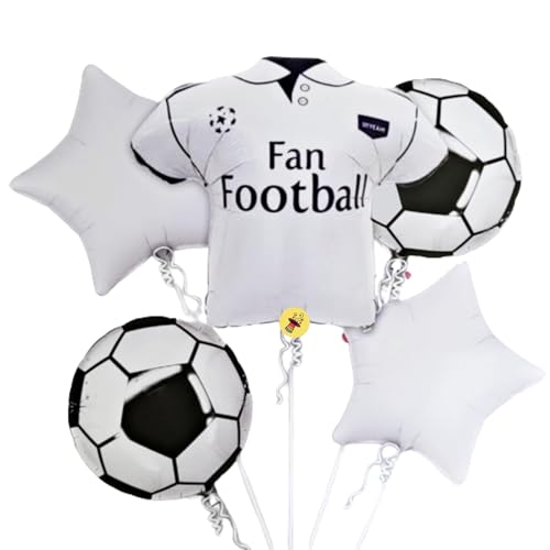 Image of Atpata Funky Football Theme Foil Balloons - 18 Inch Round Football Shape Foil Balloons for Kids Sports Themed Birthday Party Decor and Goal theme Celebrations (Fan Jersey)