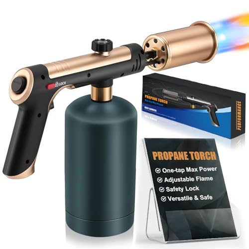 Image of Propane Torch Gun With One-Touch Max Fire, Adjustable Kitchen Torch, Powerful Propane Torch With Many Safety Features(Tank Not Included)