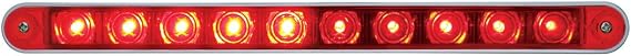 C2W Split-Turn Function Light Bar with Bezel, 9 inch, 10 Red LEDs/Lens