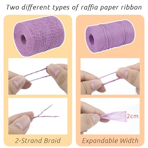 Image of Dark Coffee Raffia Yarn for Crochet Bags, 1.5mm x 328 Yards Round String Raffia Ribbon for Gift Wrapping, Raffia Paper Ribbon Yarn for Crocheting Sun Hat, Bag, DIY Crafts, Holiday Decoration