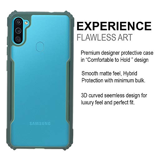 Image of LIRAMARK Transparent Clear Shock Proof Back Cover Case Designed for Samsung Galaxy A11 / Galaxy M11 (Green)