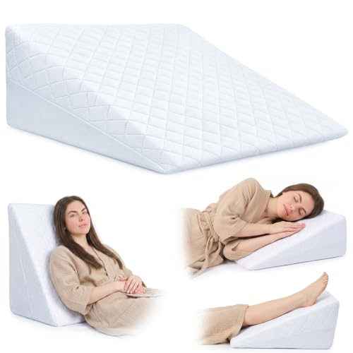 SAPPHIRE® Bed Wedge Pillow Cushion - Incline Support - For Acid Reflux Back Pain, Snoring & Heartburn - Orthopedic - Reduces Respiratory Problems - Removable Washable Cover (Foam)