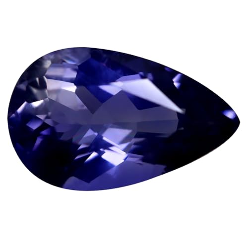Iolite véritable non chauffée 2.75 ct taille poire de Ceylan, gemme violet bleuté sans traitement