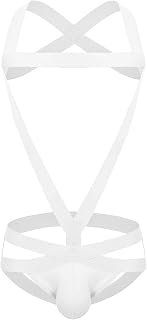 Soluo Men's Sexy One-Piece Leotard Jockstraps Bodysuit Hollow Out Bulge Pouch Thongs Underwear Singlet Jumpsuit