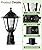 FUDESY Dusk to Dawn Sensor Outdoor Post Light, Waterproof Pole Lantern with Pier Mount Base, Exterior Plastic Lamp Light Fixture, for Garden, Patio, Pathway, Black, Bulb Included
