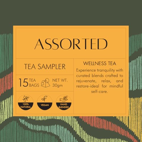Image of Celeste Assorted Tea Bags | Herbal & Green Tea Sampler | 15 Pyramid Bags | 100% Natural Ingredients