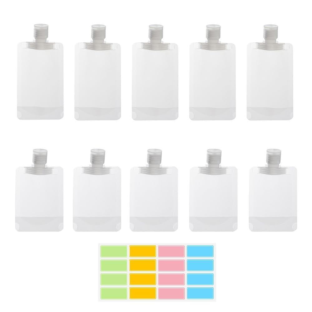 BHAJANSHREE 10pcs Travel Pouches for Toiletries, Leak Proof Travel Fluid Makeup Packing Bag, TSA Approved Squeeze Pouches Travel Liquid Container, Plastic Pouch for Lotion Shampoo White-image-20