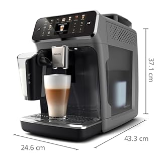 PHILIPS Serie 5500 Kaffeevollautomat – LatteGo Milchsystem, 20 heiße und kalte Kaffeespezialitäten, 40% leiser mit SilentBrew, QuickStart, Grau (EP5544/50)