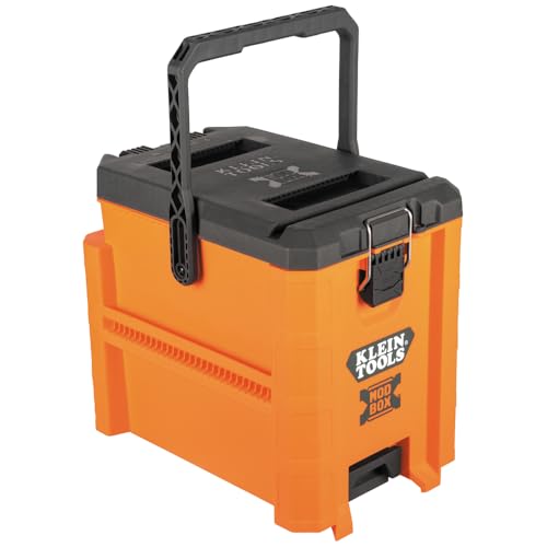 Klein Tools 54824MB MODbox Hybrid Tool Box, Lockable Tool Storage with Removable Lid, Converts to Open Crate, 2 Adjustable Dividers, Connects with all Klein Tools MODbox Components