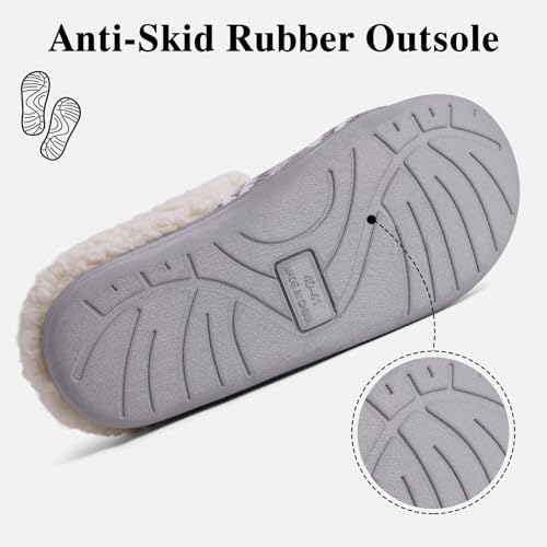 Image of Evshine Warm Knit House Slippers for Women Comfy Wool-Like Lined Chenille Slippers with Memory Foam and Indoor Outdoor Soles